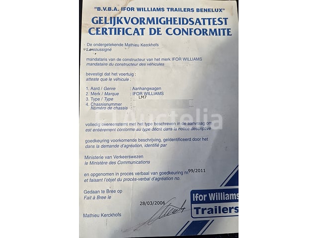 Semi-oplegger met afschuifbaar platform - Ifor Williams - LM7 – foto 7 – kavel bij Auctelia, Virton