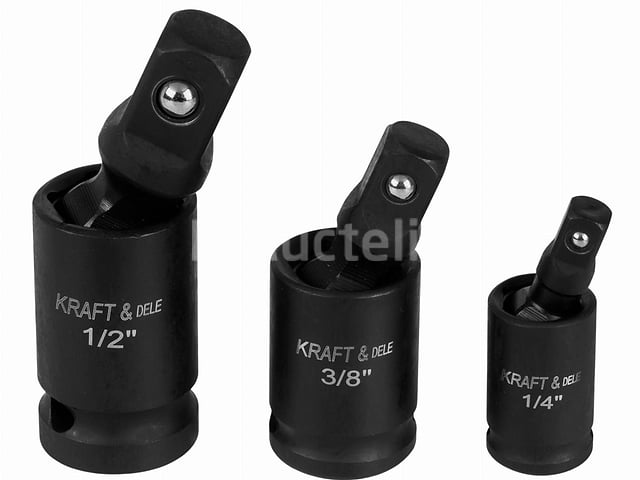 Set van 3 1/4", 3/8", 1/2" KRAFT&DELE Impact Kogelgewrichten – foto 2 – kavel bij Auctelia, Aye