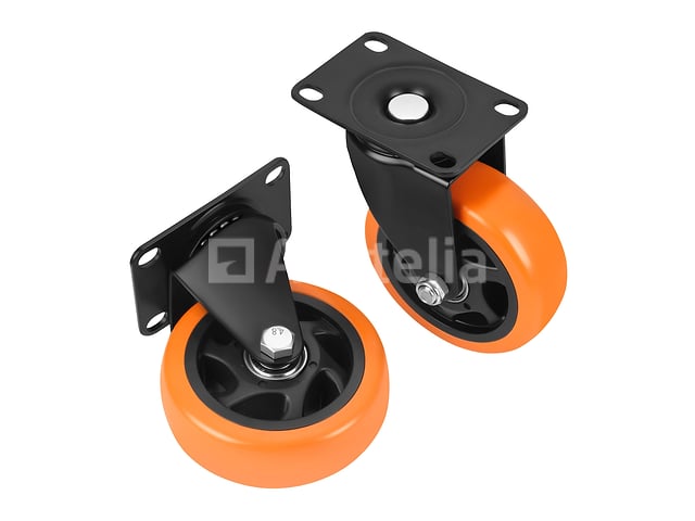 Set van 4 draaibare wielen 100 mm, 500 kg KRAFT&DELE – foto 2 – kavel bij Auctelia, Aye