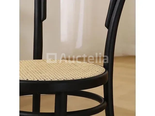 Set van 4 THONET-stoelen zwart hout - natuurlijke rotan zitting – foto 5 – kavel bij Auctelia, Courcelles