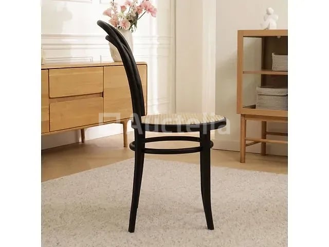 Set van 4 THONET-stoelen zwart hout - natuurlijke rotan zitting – foto 7 – kavel bij Auctelia, Courcelles