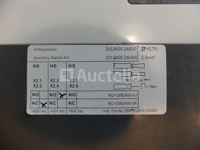 Siemens VL400 tripcontactor – foto 7 – kavel bij Auctelia, Drogenbos