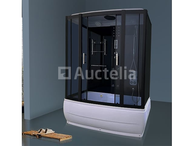 Stoomcabine met massagebad - rechthoekig - wit bad met zwarte cabine 170x85x220 cm – foto 3 – kavel bij Auctelia, Tholen