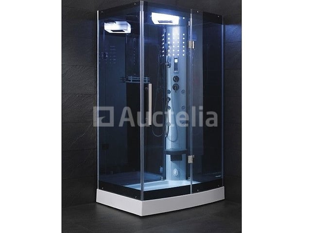 Stoomcabine rechthoekig - zwarte cabine met witte bodemplaat 120x90x215 cm (Rechtse opstelling) – foto 2 – kavel bij Auctelia, Tholen