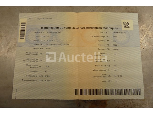 Volkswagen Caddy Car (2019-201,036 km) – foto 7 – kavel bij Auctelia, Courcelles